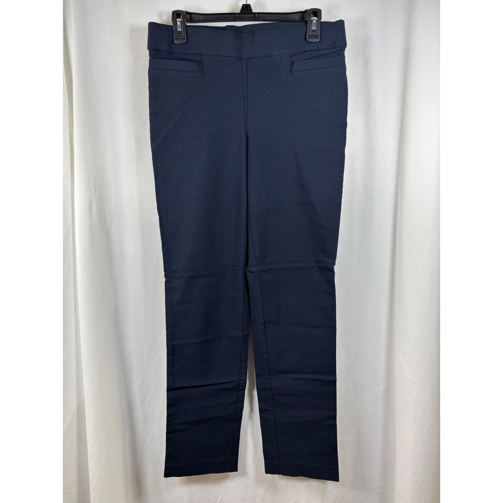 Croft & Barrow Womens Navy Blue Pull On Straight Leg Dress Pants Size 12 Long